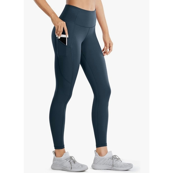 CRZ YOGA Women's Naked Feeling Leggings Dark Green L